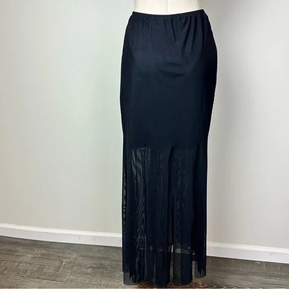 J. R. Nites by Caliendo Sheer Black Mesh Maxi Skirt Women’s Size 10 NWT - Picture 3 of 7
